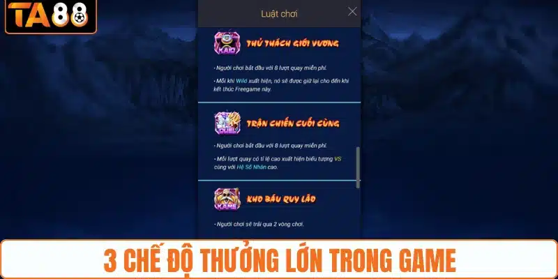 3 chế độ thưởng lớn trong game